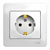 Розетка с заземляющими контактами со шторками, 16А, в сборе, Schneider Electric AtlasDesign цвет белый ATN000144