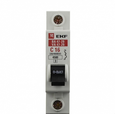 Выключатель автоматический 1П 16А характеристика C 4,5кА EKF ВА47-29 Basic
