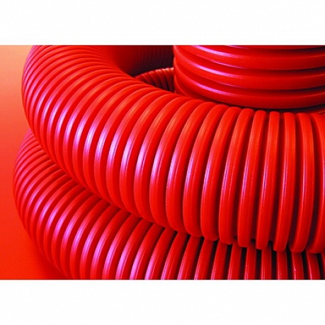 Труба гибкая двустенная для кабельной канализации с протяжкой д.63мм, цвет красный DKC 121963100