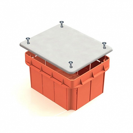 Коробка монтажная разветвительная Greenel СП 92*92*45 мм для полых стен квадратная с крышкой с пластиковыми лапками GE41022