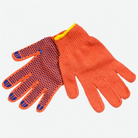 Перчатки ХБ с ПВХ (4 нитки) Суперпрочные Оранжевые (цена за пару)
